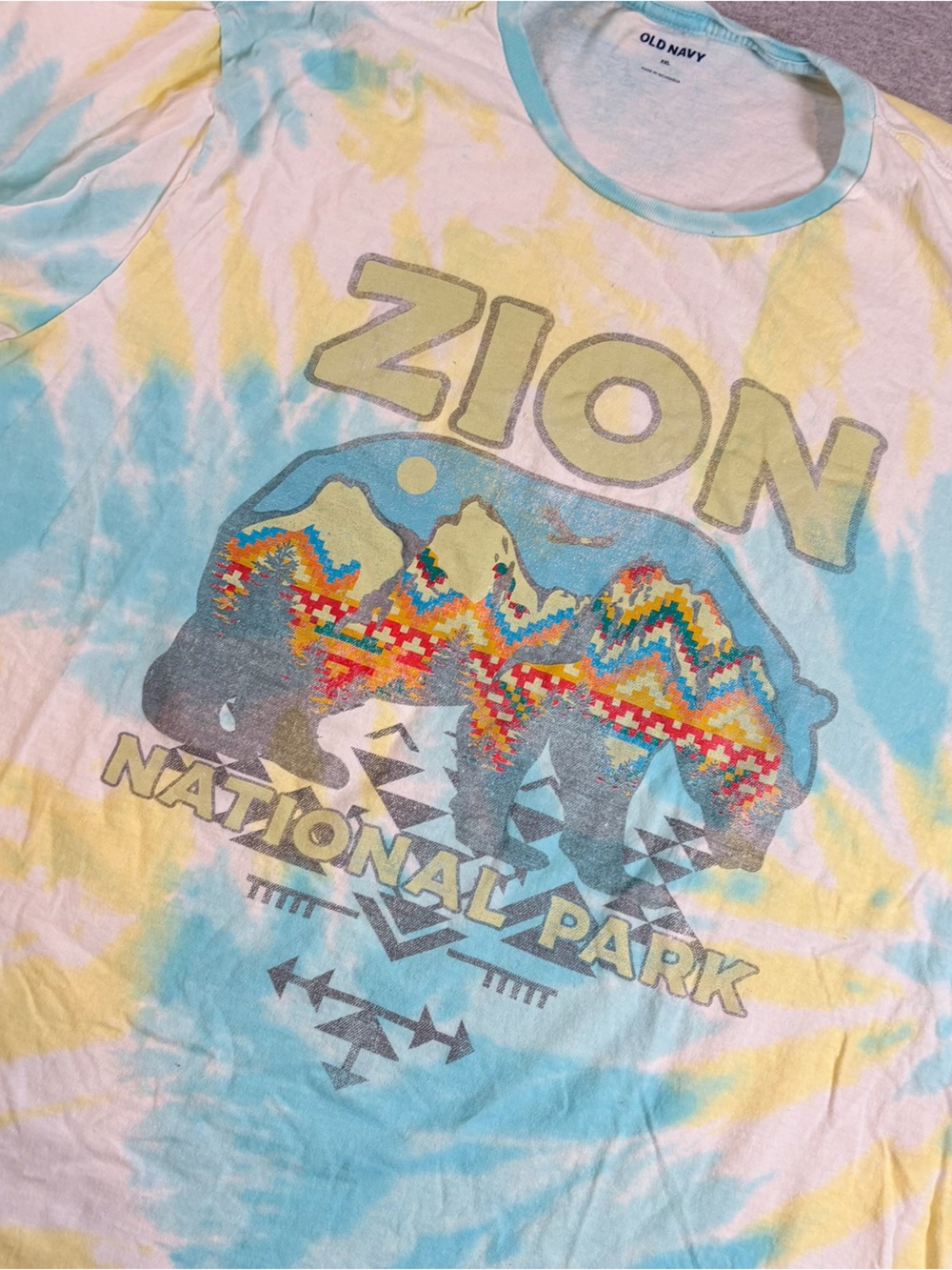 Old Navy Tie-Dye Zion National Park Tee - Blue & Yellow